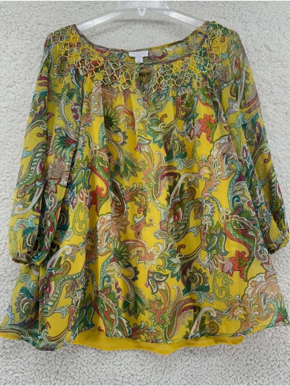 Charter Club - Sheer Floral Blouse in Pale Chartreuse